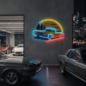 NEON LED UV BASKILI KLASİK ARABA