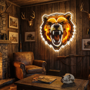 NEON LED UV BASKILI AYI KAFASI