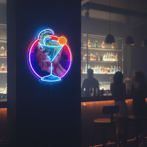 NEON LED UV BASKILI KOKTEYL BARDAĞI