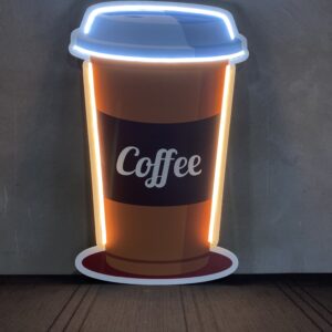 NEON LED UV BASKILI COFFEE BARDAĞI