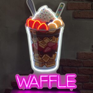 NEON LED UV BASKILI BARDAKTA WAFFLE(43X72CM)