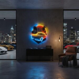 NEON LED UV BASKILI KLASİK ARABA