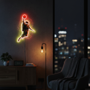 NEON LED UV BASKILI BASKETBOLCU ASTRONOT