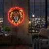 NEONİTE 'UV BASKILI ASLAN KAFASI' IŞIKLI NEON LED DEKORATİF DUVAR TABELASI