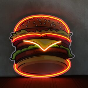 NEON LED UV BASKILI BURGER(60X58CM)